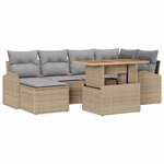 vidaXL Ensemble de canapé de jardin 7 Pièces Beige Poly rotin