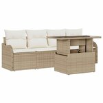 vidaXL Ensemble de canapé de jardin 5 Pièces Beige Poly rotin