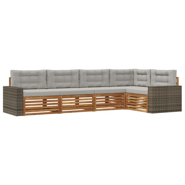 vidaXL Ensemble de canapés d'extérieur 5 pc Naturel et gris clair