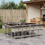 vidaXL Ensemble à manger de jardin et coussins 9 Pièces gris clair rotin