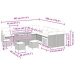 Ensemble 14 pièces de sofa de jardin avec coussins beige en poly rattan acacia
