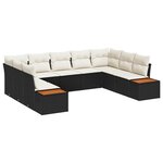 vidaXL Ensemble de canapé de jardin avec coussin 5 Pièces Noir et crème