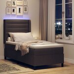 vidaXL Lit à ressort LED avec matelas Marron foncé 90 x 190 cm tissu
