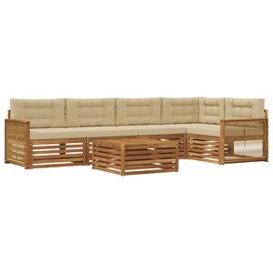 vidaXL Ensemble de canapés d'extérieur 6 pc Naturel et Beige