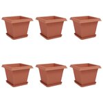 vidaXL Pots de plantes 6 Pièces Rouge brique 33 x 33 x 26 cm Plastique