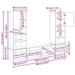 vidaXL Unités murales TV avec LED 5 Pièces Bois ancien Bois d'ingénierie