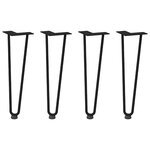 vidaXL Pieds en épingle à cheveux pour table basse 4 pièces Noir 42 cm Acier massif