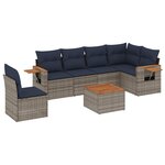 vidaXL Salon de jardin 7 Pièces avec coussins gris résine tressée