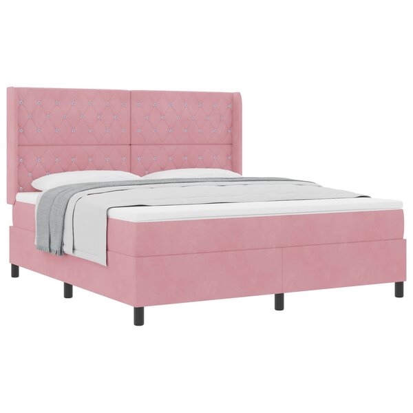 vidaXL Lit à ressorts avec matelas Rose 180 x 200 cm Velours