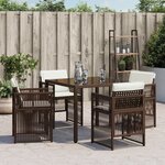 vidaXL Chaises de jardin avec coussins lot de 4 marron résine tressée