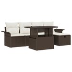 vidaXL Ensemble de canapé de jardin 6 pièces avec coussins marron en poly rattan