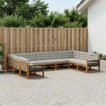 vidaXL Ensemble de canapés d'extérieur 9 pc Naturel et gris clair