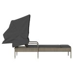 vidaXL Chaise longue avec auvent gris résine tressée