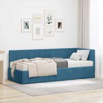vidaXL Cadre de lit d'angle avec matelas Bleu 80 x 200 cm Velours