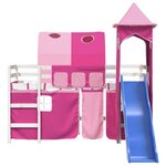 vidaXL Lit mezzanine enfants avec tour sans matelas rose 90x190 cm