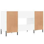 Bureau table poste de travail meuble d'ordinateur informatique étude brillant 140 x 50 x 75 cm bois d'ingénierie blanc 02_0023539