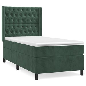 vidaXL Sommier à lattes de lit avec matelas Vert foncé 90x200 cm