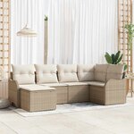 vidaXL Ensemble de canapé de jardin 6 Pièces Beige Poly rotin