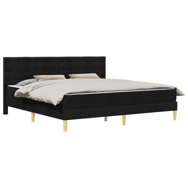 vidaXL Cadre de lit avec matelas Noir 200 x 200 cm Tissu