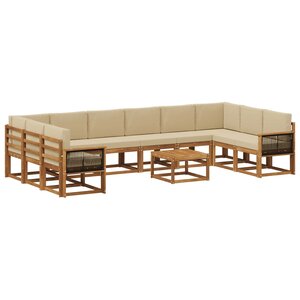 vidaXL Ensemble de canapés d'extérieur 11 pc Naturel et Beige