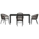 vidaXL Set de salle à manger de jardin 5 pièces Marron Rotin Poly
