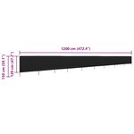 vidaXL Paravent 9 panneaux Tissu 1200 x 120 cm Noir