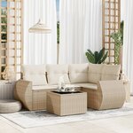 vidaXL Salon de jardin avec coussins 5 Pièces beige résine tressée