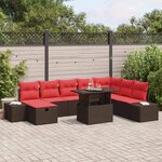 vidaXL Ensemble de canapé de jardin 9 Pièces Marron Poly rotin