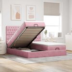 vidaXL Cadre de lit ottoman avec matelas rose 180x200 cm velours