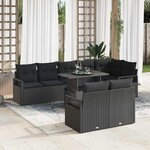 vidaXL Ensemble de canapé de jardin 9 Pièces Noir 100 x 55 x 73 cm
