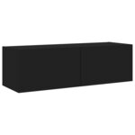 vidaXL Meuble TV muraux 4 Pièces avec lumières LED noir