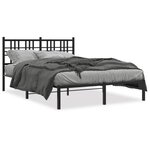 vidaXL Cadre de lit métal sans matelas avec tête de lit noir 140x200cm