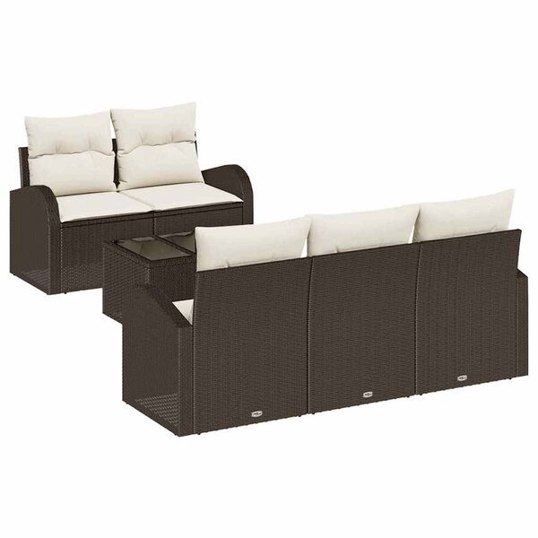 vidaXL Ensemble de canapé de jardin avec coussin 6 Pièces Marron et Crème