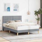vidaXL Cadre de lit avec tête de lit Gris clair 140 x 190 cm Tissu
