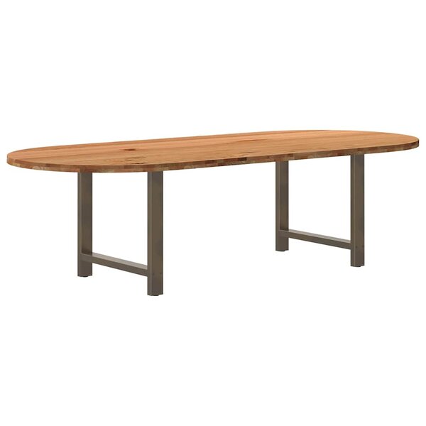 vidaXL Table à manger marron clair bois de chêne massif ovale
