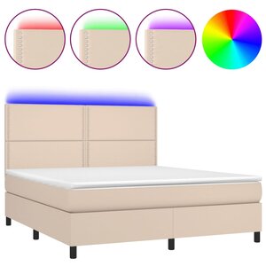 vidaXL Sommier à lattes de lit avec matelas LED Cappuccino 180x200 cm
