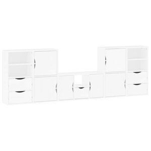 vidaXL Meubles TV 5 Pièces avec rangement ODDA blanc bois de pin massif
