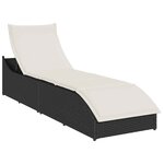 vidaXL Chaise longue pliante coussin et rangement noir résine tressée