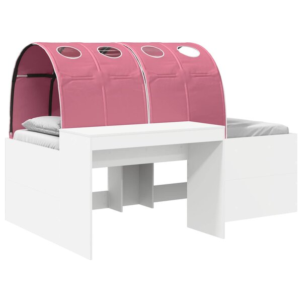 vidaXL Lit avec Tunnel 4 Pièces Blanc et rose Bois d'ingénierie
