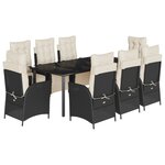 vidaXL Ensemble à manger de jardin 9Pièces coussins noir résine tressée