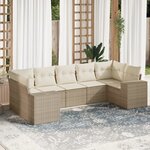 vidaXL Salon de jardin avec coussins 7 Pièces beige résine tressée
