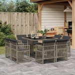 vidaXL Ensemble à manger de jardin 9 Pièces coussins gris résine tressée