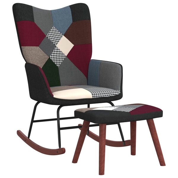 vidaXL Chaise à bascule avec tabouret Patchwork Tissu