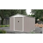 Abri de jardin en métal 7 06 m² - 277 x 255 x 202 cm - Kit d'ancrage inclus - Taupe