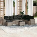 vidaXL Salon de jardin 9 Pièces avec coussins gris clair résine tressée