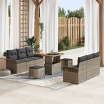 vidaXL Ensemble de canapé de jardin 9 Pièces Gris polyrotin