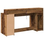 Bureau table poste de travail meuble d'ordinateur informatique étude avec lumières LED vieux bois bois d'ingénierie brun 02_0023441
