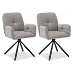 Chaises salle à manger lot de 2 tissu gris