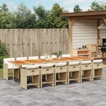 vidaXL Ensemble à manger de jardin et coussins 13 Pièces beige