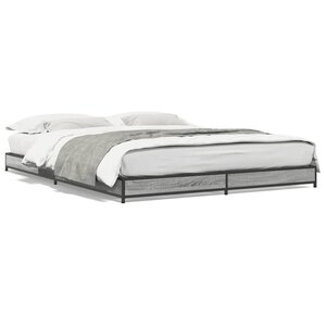 vidaXL Cadre de lit sans matelas sonoma gris 140x190 cm